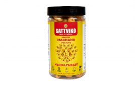 Sattviko Roasted Makhana (Foxnuts) Herb & Cheese  Glass Jar  70 grams